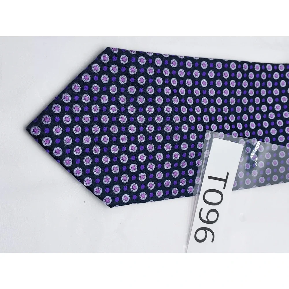 Roberto Villini Collezione Mens Silk Tie Purple Grey Geometric Medallion Navy
